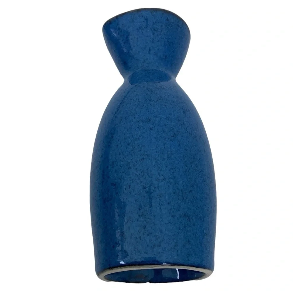 BIA Sake 5 Piece Blue Brown Trim Ceramic Set